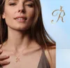 Minimalist Cursive Initial Alphabet R English pendant Necklace tiny word Letter monogram charm Metal Engagement friend woman mothe2087573