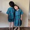 Giyim Setleri Yaz Çocuklar Kardeş Kardeş Denim Kıyafet Çocuklar Erkekler Baskı Kısa Kollu Gömlek Şortları 2 PCS Set Toddler Kızlar