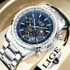 Polshorloges Lige 20024 Top Men Watch Quartz Man Kijkt waterdicht Luminous voor datum Chronograph Sport Polshorwatch