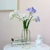 装飾的な花4PC保湿3Dシンビジウムフラワーレアルタッチ人工蘭の結婚式の装飾偽のアレンジメントホームパーティーポット植物