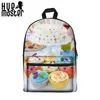 Backpack Cake Pattern Design 15 Inch Canvas Student Backpacks Female Travel Large Capacity School Shoulder Bags Book Bag