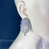 Dangle Earrings 2024 Micro-Set Zirconia Big Drop Bride Women's Round Tassels Wedding Jewelleryアクセサリーギフト