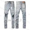 Purple Jeans Mens Jean Высококачественный уникальный стиль дизайна с отверстиями Slim Fit Bikers Джинсовые джинсы для мужчин Black Slim Fit Pants 24SS Пара мода 389