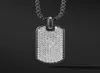 Cadenas Pave Cz Tag de ejército Men Collar Collar de moda Caja de acero inoxidable NCKLACE For Jewerly Gift52359999