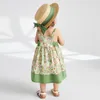 Mädchenkleider Amila Babykleid 2024 Sommer Baumwolle Vintage Floral Garden Resort Casual Sling gepresst Falten 0-6y