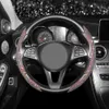 Steering Wheel Covers Car Steering Wheel Cover Diamond Protector Set Breathable Anti-Slip Car Accessories Universal Bling For Girls Women T240509