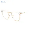 sunglasses Wholesale-Half Frame Clear Glasses Myopia Glasses Women Men Spectacle Gold Lens Optical Glass Lunette 248w