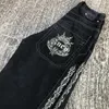 JNCO VINTAGE Casual Buggy Dżinsy dla kobiet Y2K Streetwear Hip Hop Wszechstronny wzrost duży wzor