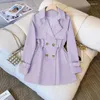 Jackets para mujeres 2024 Autumn Winter Elegant Mujeres Elegantes Cabalaje sólido Sólido Collar Vintage Collar Loose Windbreaker Femenino