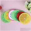 Mats & Pads Wholesale Fruit Sile Coaster Pattern Colorf Round Cup Cushion Holder Thick Drink Tableware Coasters Mug Drop Delivery Home Dh4Uf