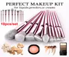 10st Brush Set Rose Gold Makeup Brushes Eyeshadow Powder Contour Foundation Brush Beauty Cosmetics Tool7901011