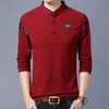 Heren Polos Mens Modieuze zomer met lange mouwen Polo T-shirt Casual katoen Ademend Top Stand Up Up Collar Koreaans comfortabel shirt Q240509