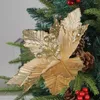 Decorative Flowers Festive Holiday Flower Christmas Tree Ornaments Shiny Artificial For Long-lasting Home Decoration Xmas