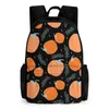 Backpack Orange Cartoon Fruit With Print Large Capacity Travel Back Pack Pocket 42x30.5cm