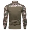 Mens Outdoor Military Uniform Tactical T-shirt Långärmad kamouflage Taktisk T-shirt Topp 240429