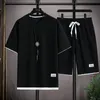 2024 Waffle Match 2 pièces Men Shorts Set Summer Tracksuit Fashion Clothing Harajuku Style Loose Fit Swensuit 240509