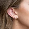 Boucles d'oreilles cerceaux 2pcs mode or couleur cristal zirconia Chaîne Femmes Petit pendentif étoile oreille cartilage boucles d'oreille bijoux de piercing