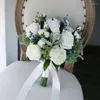 結婚式の花のブライダルブーケ女性ブーケドマリエージジューシーな植物緑の人工