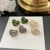 Sweet 18k Gold Plated Luxury Brand Designers Double Letters Earring Wamen Women Love Lux Heart Luxury Earring Wedding Party Logo Stamp smycken Acces V5KL#