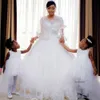 Vintage Lace Appliques Ball Gown 2020 Korte mouwen goedkope trouwjurken plus size bruid jurken Vestido de novia 80 0510