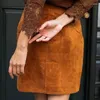 Scherma Skirts Autum Funx Suede in pelle in pelle da donna a-line Office Office Vintage Solido Vintage High Wiist Mini Basic Style Winter Custom Custom