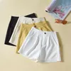 Short féminin Fonde Fashion Side Pockets avant Femme Vintage High Taist Zipper Pantalons courts Ladies A Line Wide Leg Q181