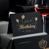 1 Set Black Bronzing Groet Birthday Card Uitnodigingen Postkaart Bronzing Blanco Writeable Blessing Card met envelopsticker