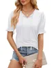 Damen T-Shirts gegen Nackenplatten lässig locker anpassende Schnittverkleidung kurzärmeliges T-Shirt für den Sommer Festfarb-T-Shirt