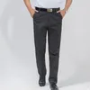 Pantalones para hombres algodón verano pantalón delgado otoño grueso clásico sólido sólido pantalón de cintura alta pantalones de la oficina de la oficina