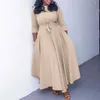 Plus size jurken nieuwe mode herfst winter plus size Afrikaanse dames kleding casual verkocht kleur o-neck maxi jurk elegante damesjurken y240510