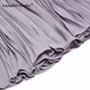 Robes décontractées Maryyimei Fashion Runway Designer des manches de lanterne rond pour la femme rond pour la taille de la gaze à la taille fermée en plis