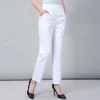 Pantaloni da donna Capris Capris a mezza età e anziani pantaloni bianchi primaverili pantaloni elastici pantaloni dritti madri lunghezza caviglia Trousersl2405