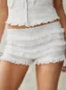 Frauen Shorts Frauen Spitze Bloomer 2024 Sommerschichtige Ruffle Elastic Short Hosen Club Gothic E Girl Casual Lounge Streetwear