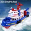 Elektrische boot kinderen Marine Rescue Toys Navigation Warship Toy Birthday cadeau 240510