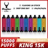 Eu-entrepôt de l'UE en Allemagne Stag Bar King 15000 Puff Vape Pen Tornado Gem Bar jetable E Cigarettes Mesh Coil 15K Puff 22 ml 2% 5% Nicotine E-Liquid Battery Affichage LED Écran LED