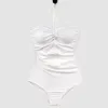 Swimwear Women One Piece Femme Summer 2pcs Spaghetti Strap plissée sexy sans dos coréen sans femme de plage