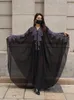 Vestidos casuais Qing Mo 2024 Primavera Vestido de longa duração Mulheres pesadas Indústria pregada BEAD V Chiffon Fairy Black ZXF5084