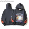 Дизайнер роскошного столового топа Rhuder Hoodies 2024 Ранний весна Eagle Flame Printed Velvet Coolie Coolie Parathe с логотипом