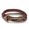 Charm Armband Mkendn Ny ankomst Multilayer Charm Leather Vintage Bronze Arrow Armband Anchor Armband For Men Women Lovers Gift Y240510