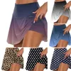 Rokken fitness dames zomer dubbele laag sport korte rok snel drogen leggings yoga tennis strandkleding print stippen