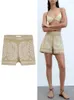 Kvinnors shorts trafza broderad hög midja modern tjej mode bohemian casual sido zip a-line smal