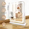 Miroirs compacts Miroir de vanité illuminée Makeuvré illuminé avec une luminosité réglable de la verre d'agrandissement 10x détachable en 3 couleurs Q240509
