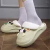 Casual schoenen indoor muilezels vrouwen winter warme slippers met charmes glijden op scuff clogs eva waterdichte dia's short pluche platform huis