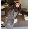 Robes de travail Femmes Spring Automne Hiver Vintage Plaid Robe globale Shirt Bottom Two Piece Set Corean Lady Tops Gest