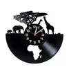 Relojes de pared African Wildlife Elephant Wall Clock Vinyl Record Creative Retro Retro 16 Color Led Home Life Red Room Decoración Q240509