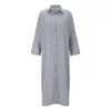 Casual jurken Plus size losse button up -shirt met lange mouwen maxi jurk retro katoenen linnen onregelmatigheid kantoor werkvestidos mujer