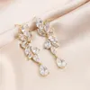 Dangle Ohrringe Mode glänzender Wasser Drop Zirkon für Frauen langer Super Fairy Style Earring Hochzeit Bankett Schmuck Schmuck