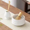Ensembles de voiles de thé 4pcs ensemble de matcha japonais en céramique Bol de thé en bambou