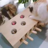 Игрушки кошачья охота на игрушку Чейз мыши с твердым деревянным интерактивным лабиринтом мозговой игрой питомец Хит Хит Химя с 3/5HOLED HOLE HOLE CATE Cating Catnip