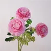 Декоративные цветы латекс -симуляция Real Touch Dew Lotus ветвь искусственный цветущий розовый розовый лютик Peony Comporting Mall украшение зеленое растение